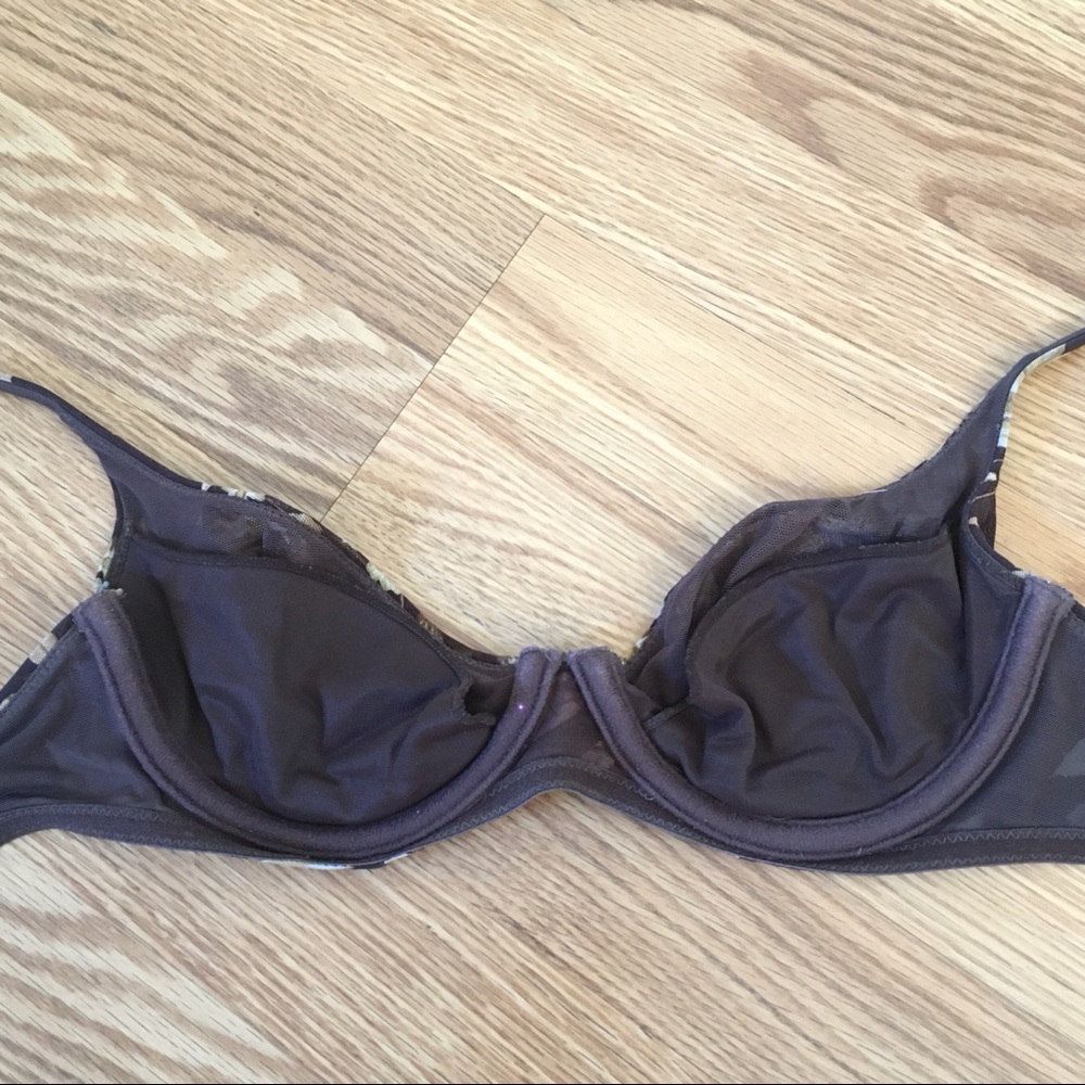 Victoria’s Secret Brown Floral Printed‎ Mesh Balconette Demi Bra 34B - Picture 5 of 7